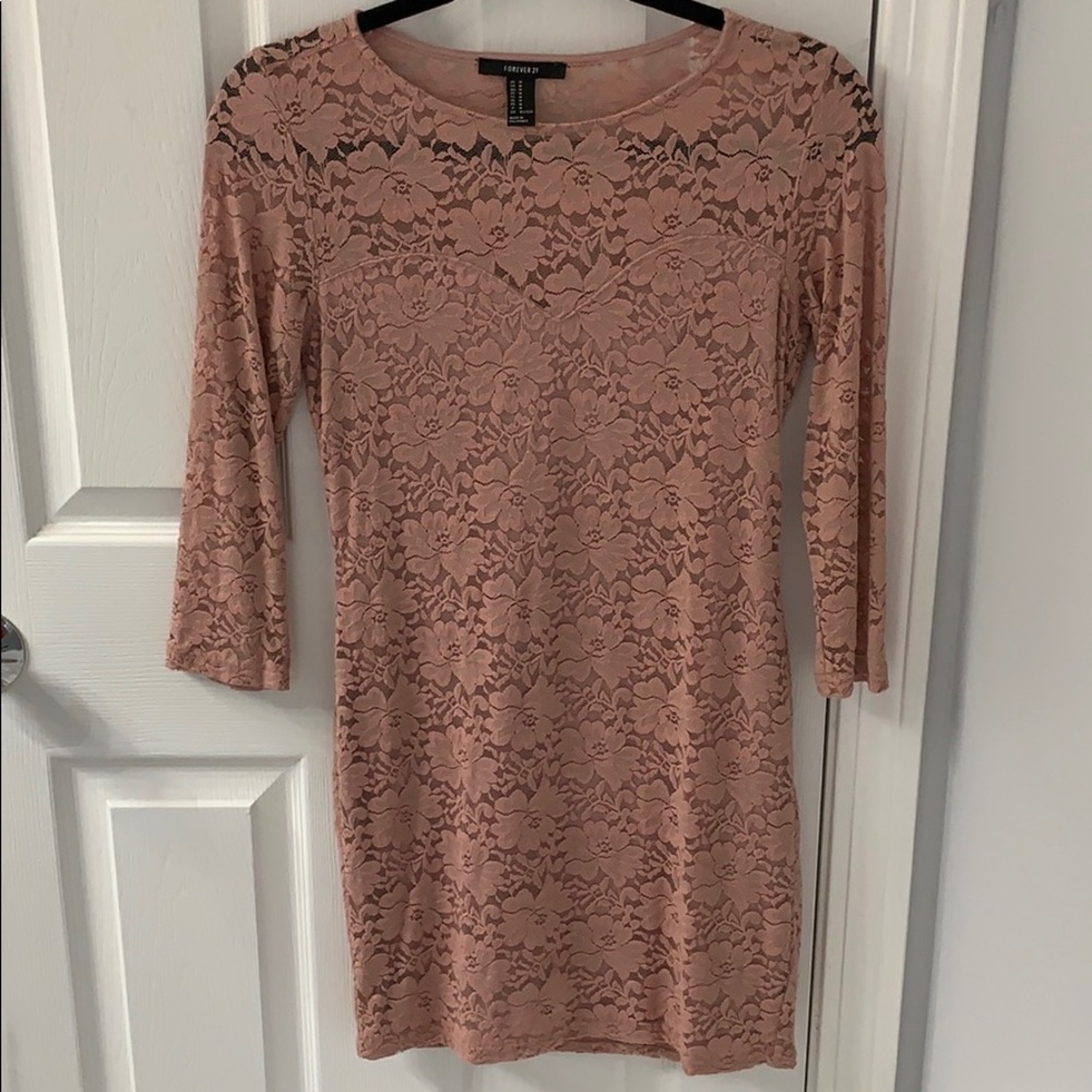 Forever 21 Blush Lace Dress Size Medium